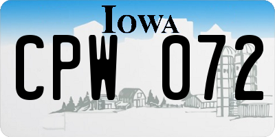 IA license plate CPW072