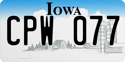 IA license plate CPW077