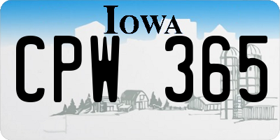 IA license plate CPW365