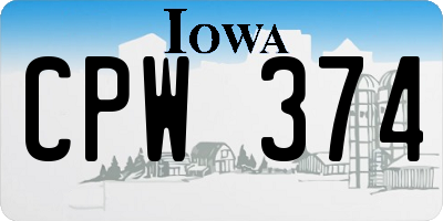 IA license plate CPW374