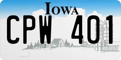 IA license plate CPW401