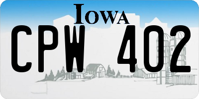 IA license plate CPW402