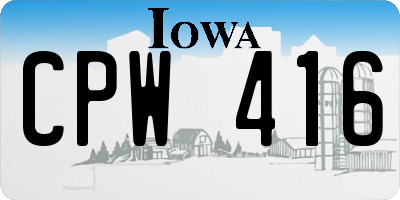 IA license plate CPW416