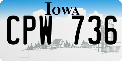 IA license plate CPW736