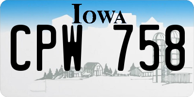 IA license plate CPW758