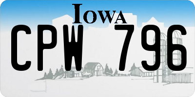 IA license plate CPW796