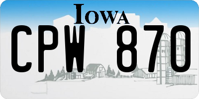 IA license plate CPW870