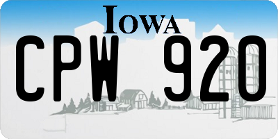 IA license plate CPW920