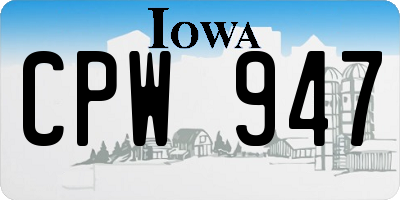 IA license plate CPW947