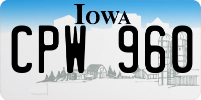 IA license plate CPW960