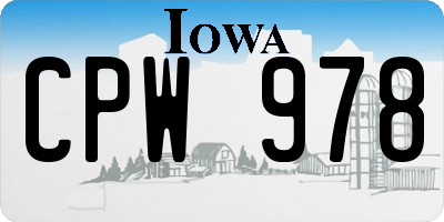 IA license plate CPW978