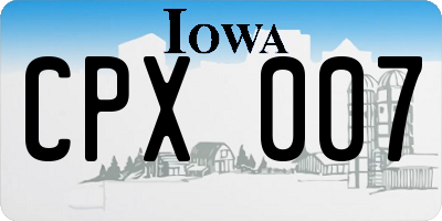 IA license plate CPX007