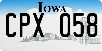 IA license plate CPX058
