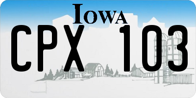 IA license plate CPX103