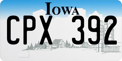 IA license plate CPX392