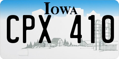 IA license plate CPX410