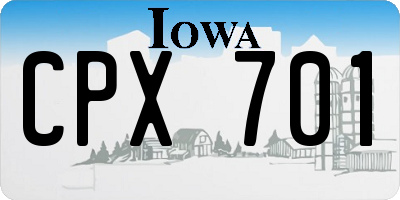IA license plate CPX701
