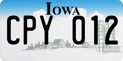 IA license plate CPY012