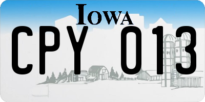 IA license plate CPY013