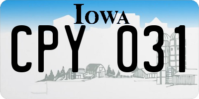 IA license plate CPY031