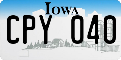 IA license plate CPY040