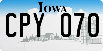 IA license plate CPY070