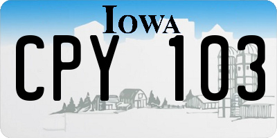 IA license plate CPY103