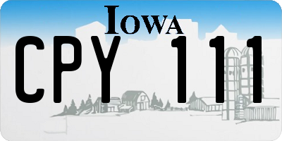 IA license plate CPY111
