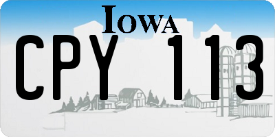 IA license plate CPY113