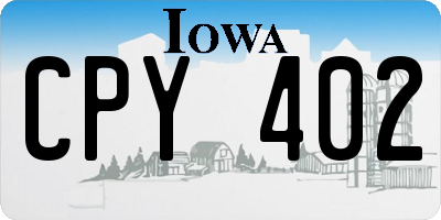 IA license plate CPY402