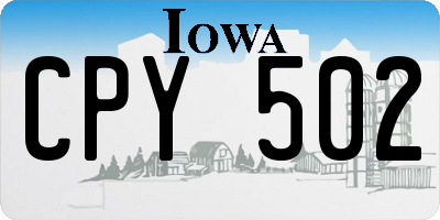 IA license plate CPY502