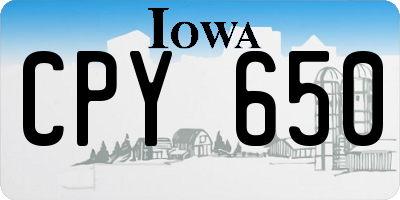 IA license plate CPY650