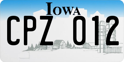 IA license plate CPZ012