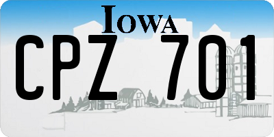 IA license plate CPZ701