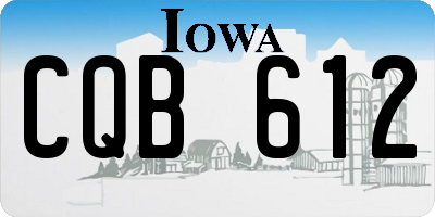 IA license plate CQB612