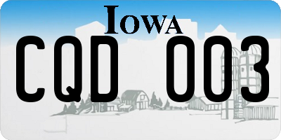 IA license plate CQD003