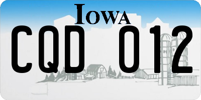 IA license plate CQD012