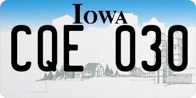 IA license plate CQE030