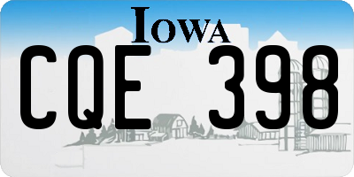 IA license plate CQE398