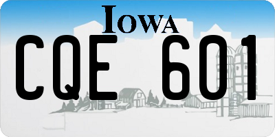 IA license plate CQE601