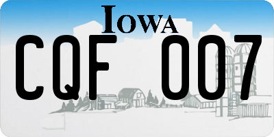 IA license plate CQF007
