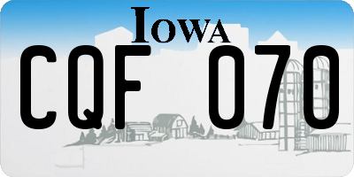 IA license plate CQF070