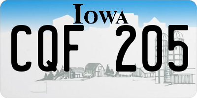 IA license plate CQF205