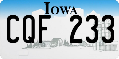IA license plate CQF233