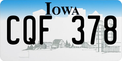 IA license plate CQF378