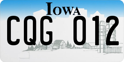 IA license plate CQG012