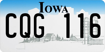 IA license plate CQG116