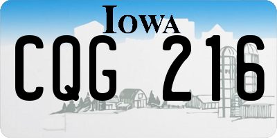 IA license plate CQG216