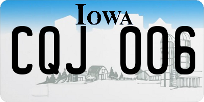 IA license plate CQJ006