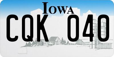 IA license plate CQK040